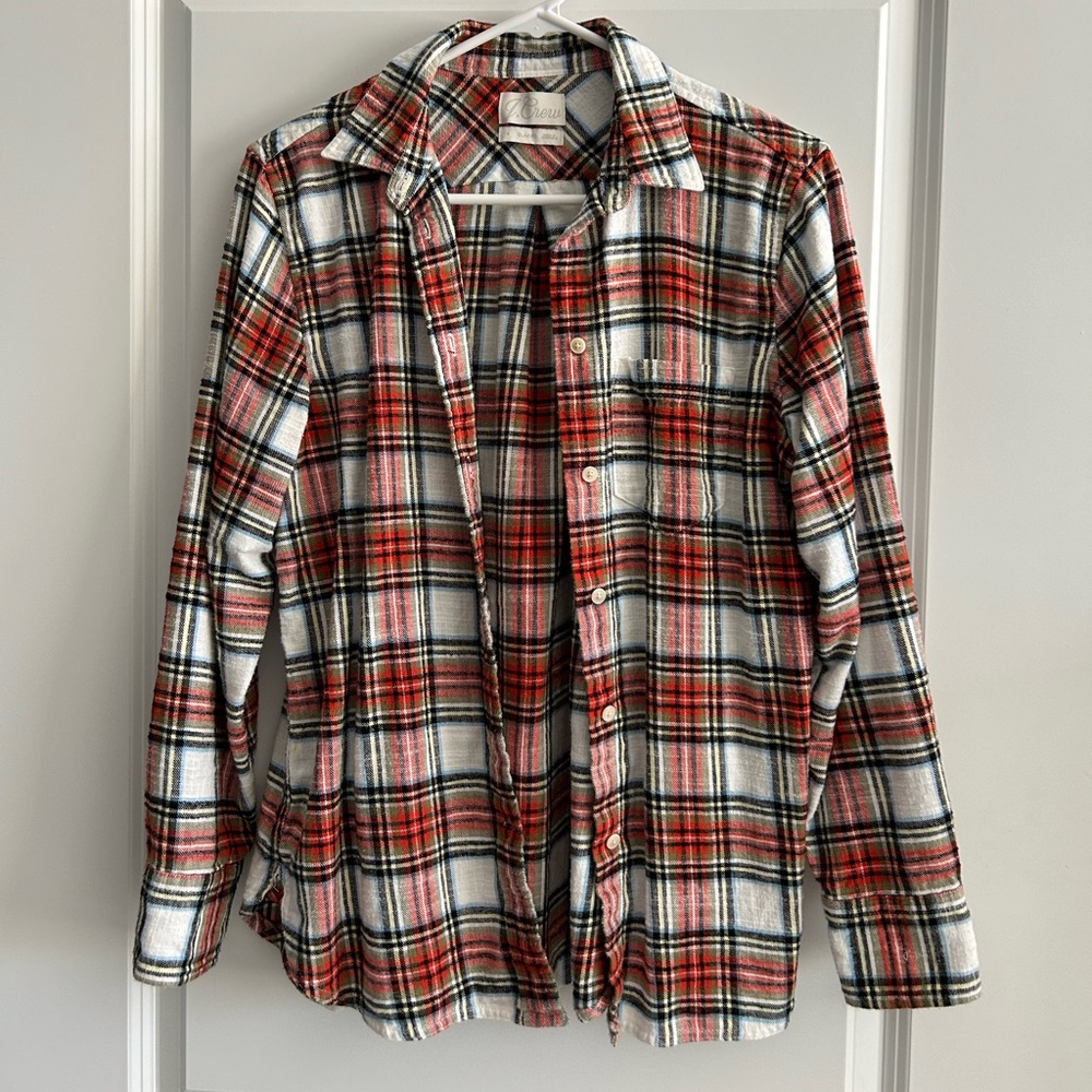 JCrew plaid button down flannel, size 4